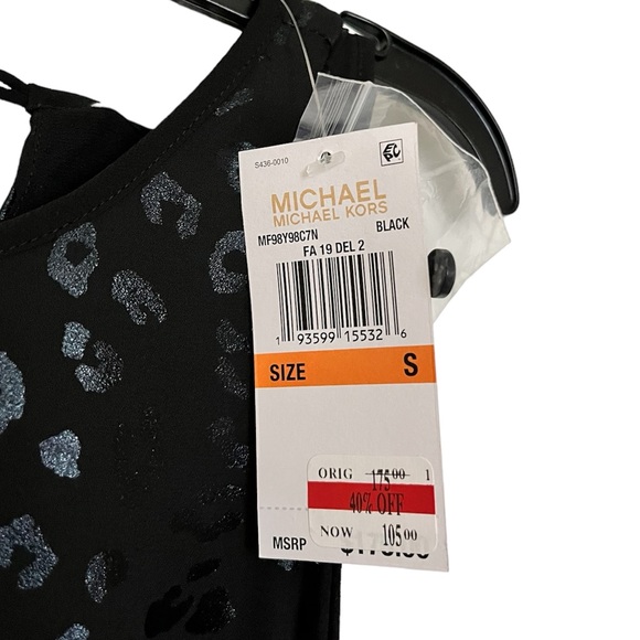 𝐌𝐢𝐜𝐡𝐚𝐞𝐥 𝐊𝐨𝐫𝐬 𝐍𝐖𝐓 Handkerchief Hem Leopard Black Dress Size Small - Picture 6 of 10